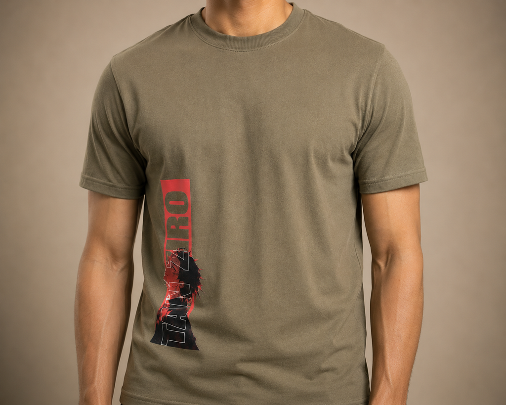 Anime Graphic Oversized T-Shirt – Olive Green | TAJIRO Streetwear Tee