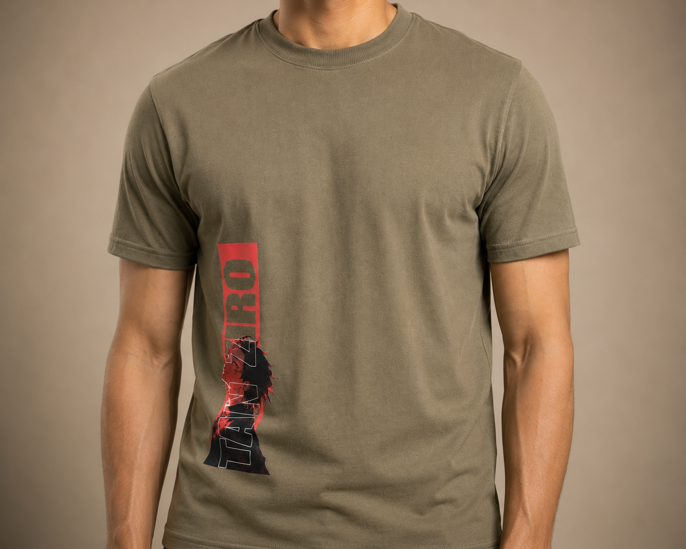 Anime Graphic Oversized T-Shirt – Olive Green | TAJIRO Streetwear Tee