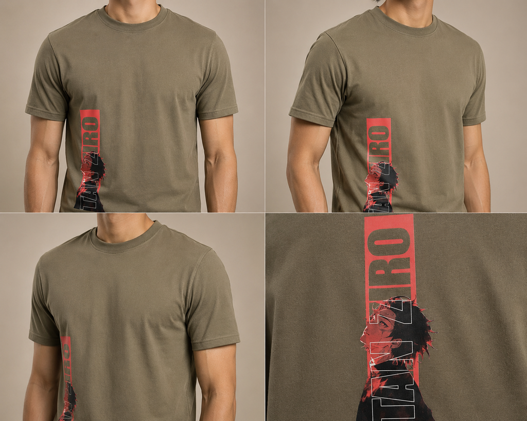 Anime Graphic Oversized T-Shirt – Olive Green | TAJIRO Streetwear Tee