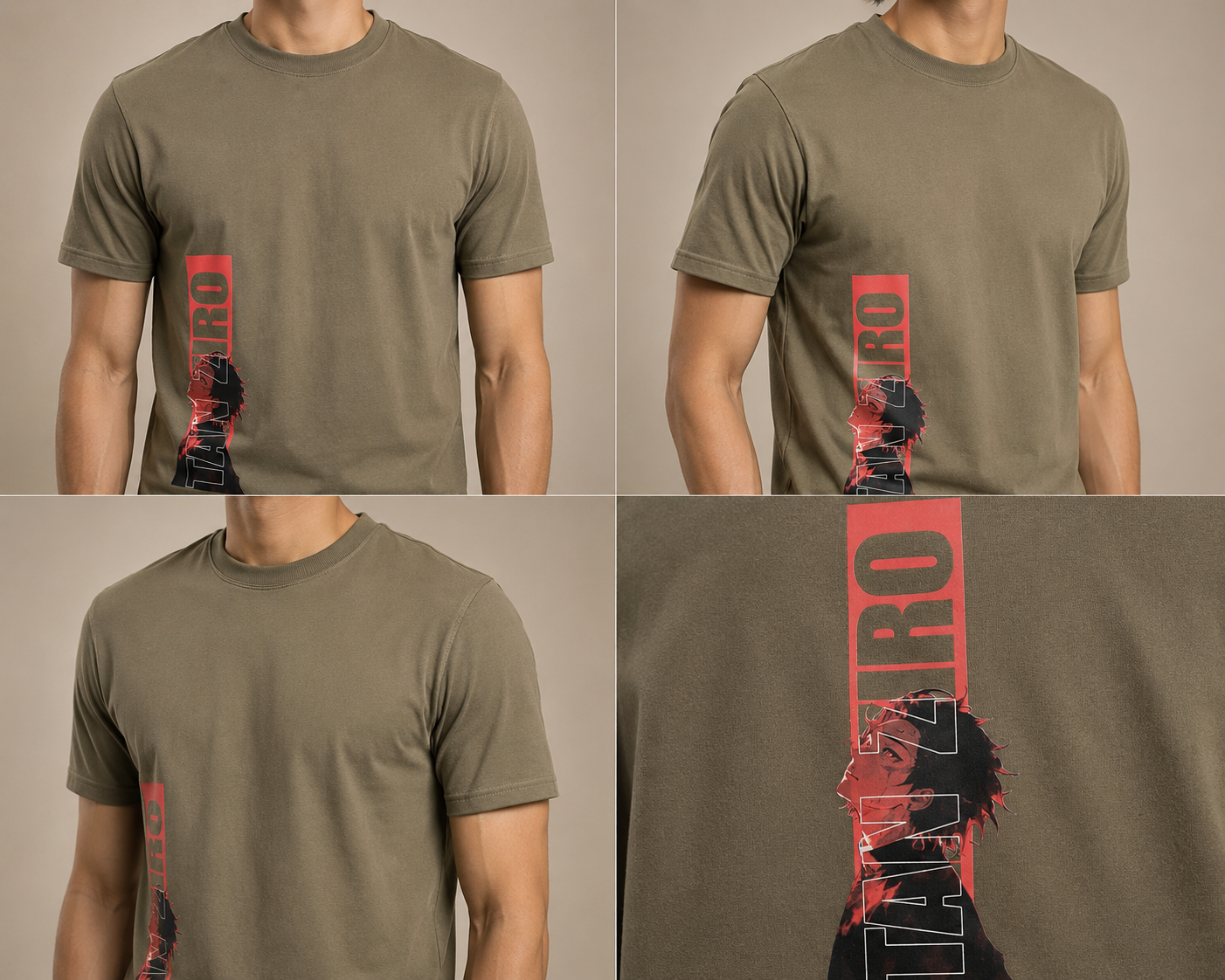 Anime Graphic Oversized T-Shirt – Olive Green | TAJIRO Streetwear Tee