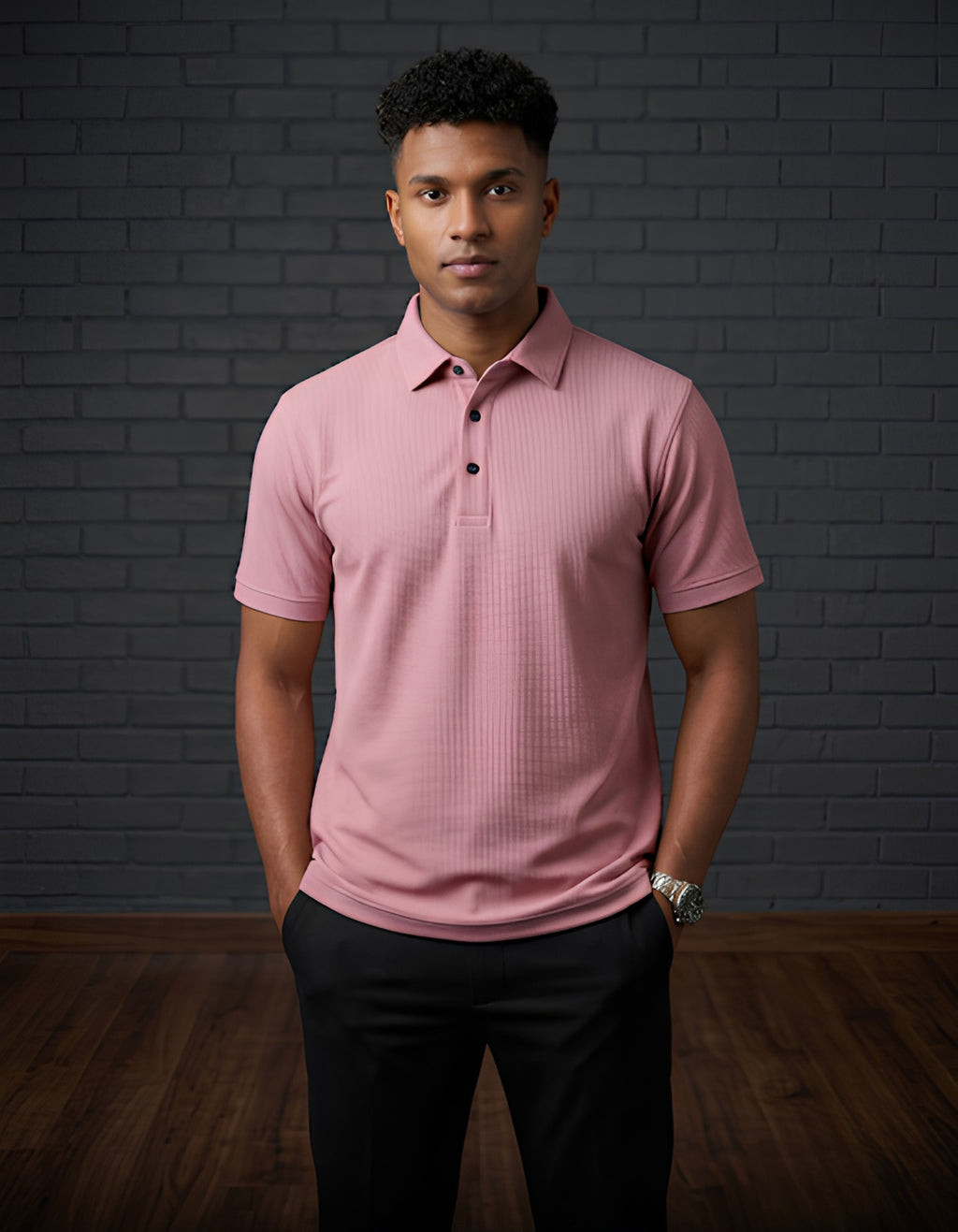 Texture Polo T shirt