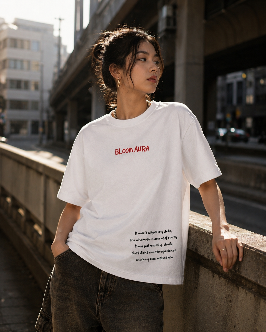 Bloom Aura Signature quotes Tee – Pure White