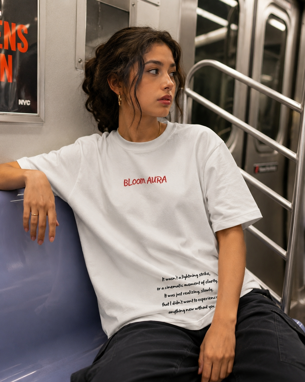 Bloom Aura Signature quotes Tee – Pure White