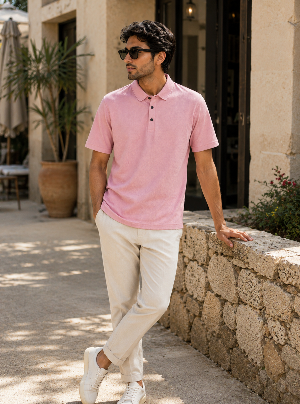 Texture Polo T shirt
