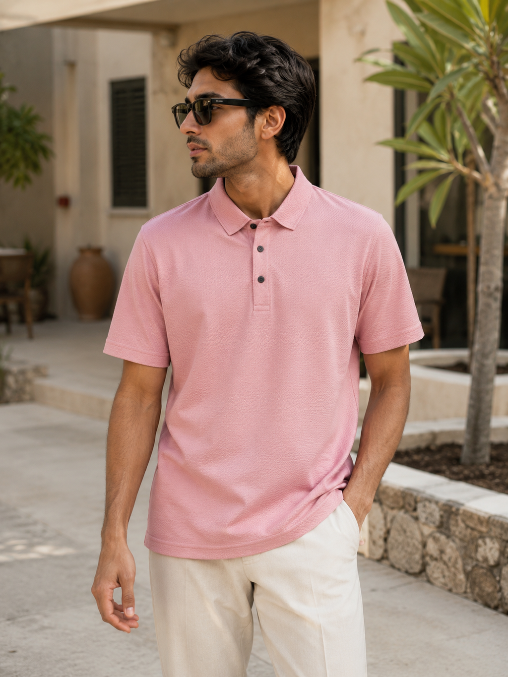Texture Polo T shirt